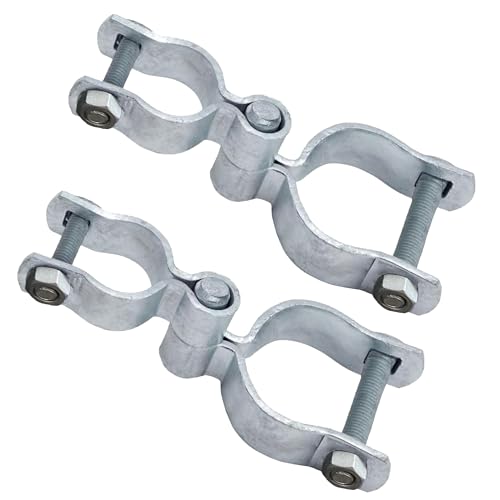 2 Pack 1-3/8" x 2-3/8" Chain Link Fence Gate Hinge Kit, Galvanized Steel Gate Hinges, Heavy Duty with 2 PCS 1-3/8" Frame Hinge and 2 PCS 2-3/8" Post Hinge, Bolts & Nuts Included