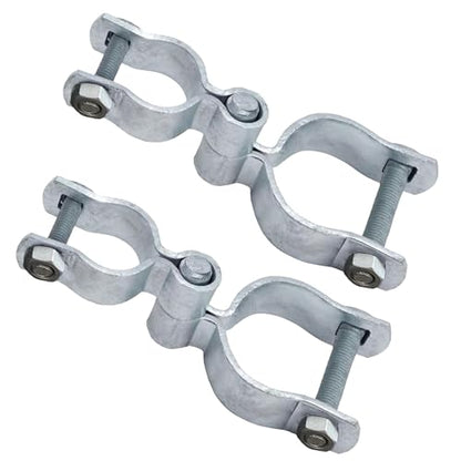 2 Pack 1-3/8" x 2-3/8" Chain Link Fence Gate Hinge Kit, Galvanized Steel Gate Hinges, Heavy Duty with 2 PCS 1-3/8" Frame Hinge and 2 PCS 2-3/8" Post Hinge, Bolts & Nuts Included