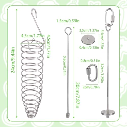 Mice Hanging Slow Feeder Vegetable Holders Stainless Steel Pets Cage Enrichment Foraging Toy for Ferret Bunny Squirrel Rat Parrot Bird (2PC)