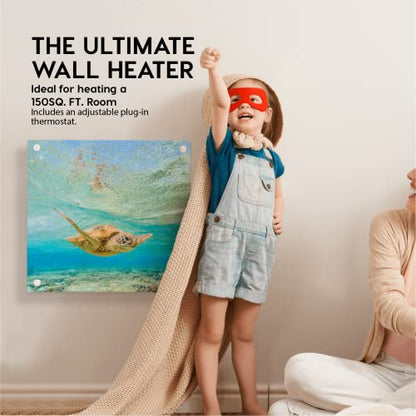 EconoHome Wall Mount Space Heater Panel - with Thermostat - 400 Watt Convection Heater - Ideal for 120 Sq Ft Room - 120V Electric Heater - Updated Model - color: Blue, size: 400W