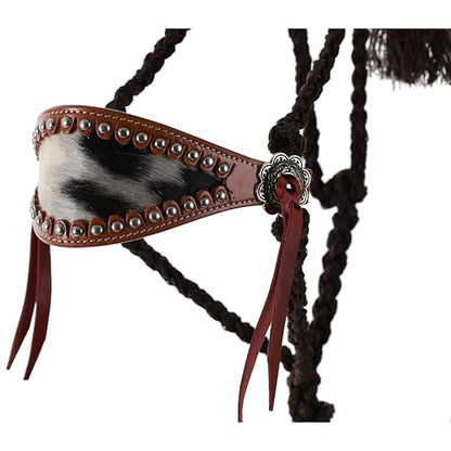 Showman Brown Mule Tape Bronc Halter w/Cowhide Inlay & Lead