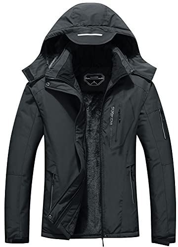 SUOKENI Women's Waterproof Warm Winter Snow Coat Hooded Raincoat Ski Snowboarding Jacket - color: Darkgrey, size: Small