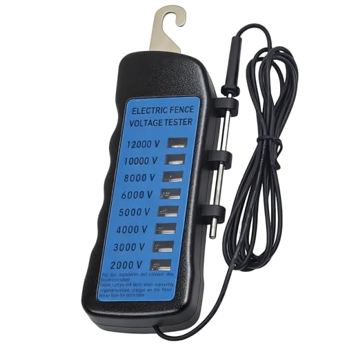 Electric Fence Voltage Tester 2000V-12000V (12KV) - 8 Neon Indicator Lights | Fault Finder, Ultra-Portable ABS Body Detector for Farms, Livestock, Agriculture, Garden & Security Farm Equipment - color: blue