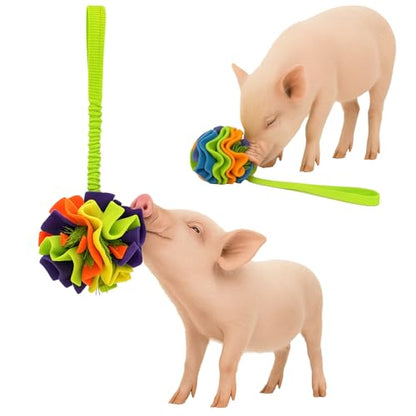 Snuffle Ball with Handle for Pigs– Pig Enrichment Toys for Mini Pigs, Potbellied Pigs & Farm Use – Interactive Foraging & Rooting Toy, Slow Feeding Pig Toys Accessories