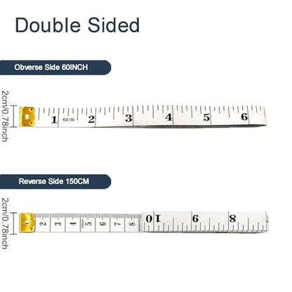 Soft Tape Measure for Body Measurements 2-Pack – 60" Flexible Body Measuring Tape + Retractable Tape, Dual Scale Inch & cm, Cloth Tape Measure for Sewing, Tailor, Seamstress, Clothing & Waist