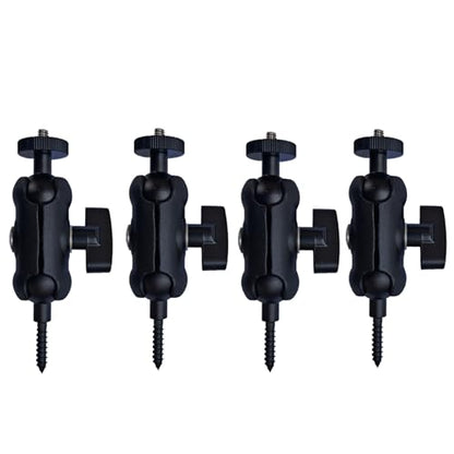 Adjustable Trail Camera Tree Mount: Game Camera Outdoor Mounting Bracket Holder with Double 360° Swivel Tilt Ball Joints, 2 Packs (4) - size: 4