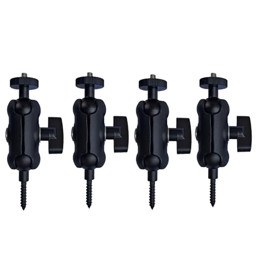 Adjustable Trail Camera Tree Mount: Game Camera Outdoor Mounting Bracket Holder with Double 360° Swivel Tilt Ball Joints, 2 Packs (4) - size: 4