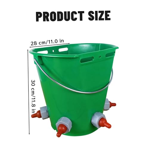 Goat Feeder Feed Bucket, 8L Large Capacity Livestock Milk Goat Feeder with Nipple, Green Sheep & Baby Bottle Bucket for Calves, Lambs, and Kids, 5 Mouth - color: 5 Mouth