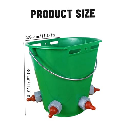 Goat Feeder Feed Bucket, 8L Large Capacity Livestock Milk Goat Feeder with Nipple, Green Sheep & Baby Bottle Bucket for Calves, Lambs, and Kids, 5 Mouth - color: 5 Mouth