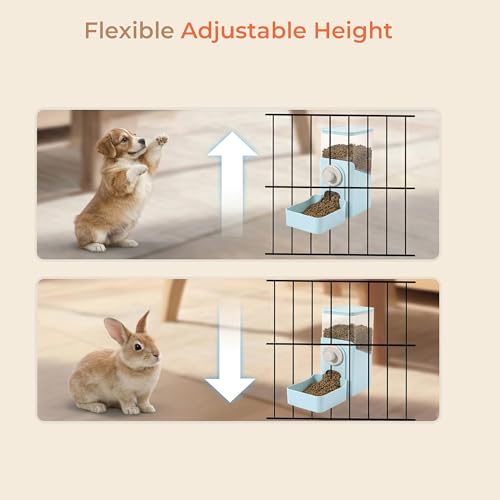 Auto Gravity Food Dispenser for Cage Hanging, 41OZ Capacity Hanging Automatic Pet Cage Feeder, Food Bowl for Cats Dogs Rabbit Ferret Chinchilla Bird Hedgehog Guinea Pig (Light Blue) - color: Light Blue
