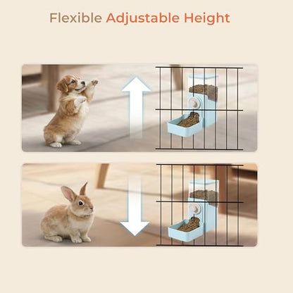 Auto Gravity Food Dispenser for Cage Hanging, 41OZ Capacity Hanging Automatic Pet Cage Feeder, Food Bowl for Cats Dogs Rabbit Ferret Chinchilla Bird Hedgehog Guinea Pig (Light Blue) - color: Light Blue
