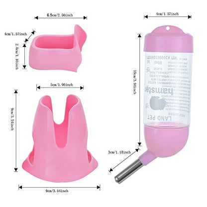 Guardians Hamster Water Bottle, Little Pet Automatic Drinking Bottle with Food Container Base Hut Hanging Water Feeding Bottles Auto Dispenser for Small Animals(80ml,Pink) - color: Pink, size: 80ml