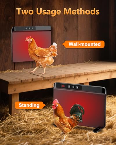HOPOCO Smart Chicken Coop Heater with Efficient Thermostat, Compatible with Timers & Temp Controllers, 200W Safe Inside Radiant Flat Panel Warmer, Remote-Adjustable for Pets & Animals in Winter