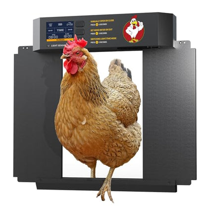 Chicken Coop Door, Automatic Chicken Coop Door Opener, Large LCD Display with Timer & Light Sensor, Anti-Pinch Protection