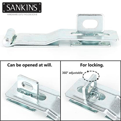 4-1/2" Swivel Staple Safety Hasps, Gate Door Hasp Latches Safety Packlock Clasp Locking with Twist Knob for Fence, Gate, Cabinet, in Zinc Plated - color: Silver