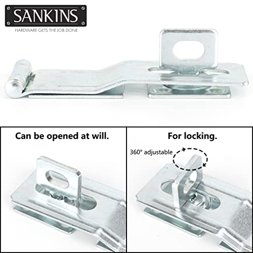 4-1/2" Swivel Staple Safety Hasps, Gate Door Hasp Latches Safety Packlock Clasp Locking with Twist Knob for Fence, Gate, Cabinet, in Zinc Plated, 2 Pack - color: Two Silver