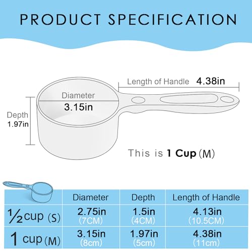 Super Design1 Cup Dog Food Scoop for Container Melamine Measuring Scoop for Dogs Cats Birds and Rabbits Pet Food Feeding Scoop Dishwasher Safe - Baby Blue - color: Baby Blue 1 Cup