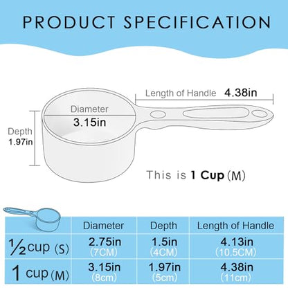 Super Design1 Cup Dog Food Scoop for Container Melamine Measuring Scoop for Dogs Cats Birds and Rabbits Pet Food Feeding Scoop Dishwasher Safe - Baby Blue - color: Baby Blue 1 Cup