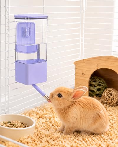 No-Drip Small Animal Water Bottle, 47OZ Large Capacity Leakproof Hanging Pet Water Dispenser for Cage Crate, Water Feeder for Guinea Pig, Hamster, Rabbit, Ferret, Chinchilla (Purple) - color: Purple