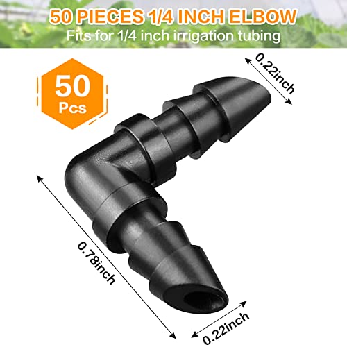 Gardrip Drip Irrigation Elbow Fittings：50 Pieces Barbed Elbow Irrigation Parts with Sharp End Fits for 1/4 Inch Irrigation Tubing Drip Line Elbow Connectors for Garden Lawn Irrigation System - color: Elbow-50P