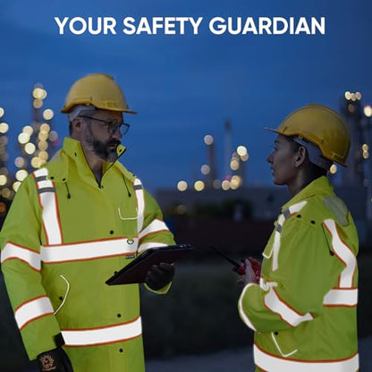 TICONN Reflective Rain Coat, Waterproof Hi Vis Safety Rain Jacket, Heavy Duty ANSI Class 3 High Visibility Trench Coat - size: Small