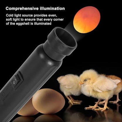 Bright Cool LED Light Egg Candler Tester, Egg Candler Tester High Cool LED Light Candling Lamp, Egg Candler LED Light for Monitoring Eggs Development with 2 Soft Rubber (TypeB)