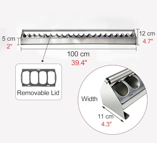 Stainless Steel Pigeon Feeder for Mealworms, Brid Feeder with Separated Fence & Crossbar, Anti-rust Anti-waste Feed Trough, Easy to Install(L100cm/39.4") - size: L100cm/39.4"