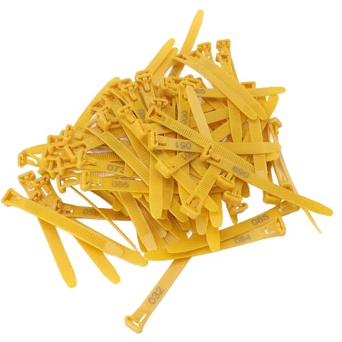 SUNGOOYUE Chicken Leg Bands, Plastic Poultry Identification Rings with Adjustable fadeless Numbered Engraving, for Duck Goose Chicken Management (Yellow) - color: Yellow
