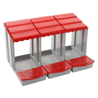 Chicken Nesting Box, 3 Compartments Hen Laying Box with Egg Collection, Portable Outdoor Chicken Coop, Freestanding Large Nest Boxes for Home, Farm, Backyard, Courtyard (Red) - color: Red