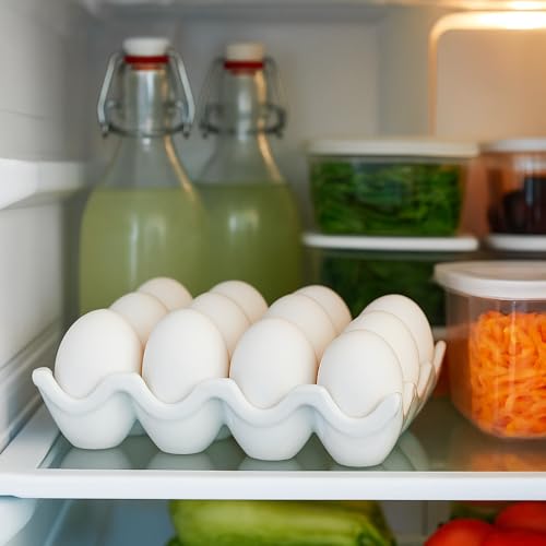 HIC Kitchen Egg Crate, Fine Porcelain, Holds 1 Dozen Eggs - style: Egg Crate