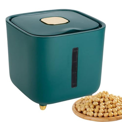 Grain Hopper - High Volume Sealed Provision Bin With Cover, Food Preservation Holder, Large Household Supply Vault, Animal Feed Reservoir, Clear Level Display | for Home Cupboard Pet Feeding Managemen - color: Green