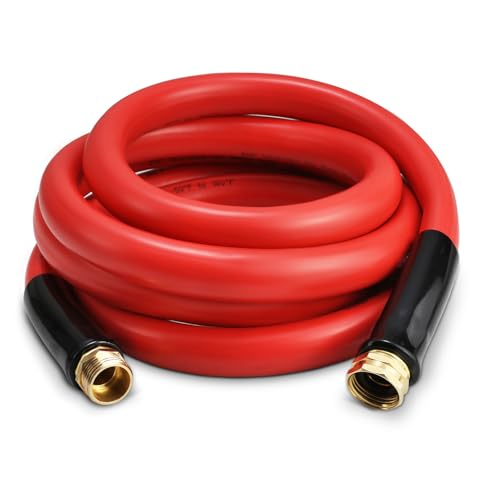 Garden Hose 15 ft x 3/4” Hot/Cold Heavy Duty Water Hose,-50°F to 190°F,Burst 600Psi Flexible Upgraded Rubber Hoses,3/4” Solid Fittings for All-weather Outdoor Lawn & Garden - size: 15Ft, style: 3/4"
