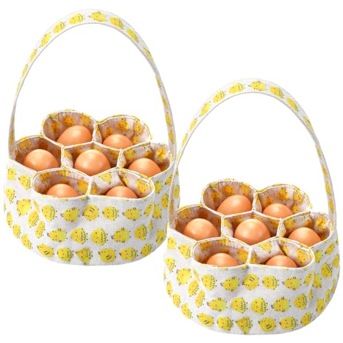 Sweetude 2 Pieces Egg Basket Mini Egg Collecting Bags Gathering Basket with 7 Pouches for Farmhouse Chicken Hen Duck Goose Housewife Garden Transporting Storage, 8 x 2.6 Inch(Pretty) - color: Pretty