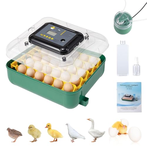 30 Eggs Incubators for Hatching Eggs, Egg Incubator with Temperature Humidity Control, Chicken Incubator with Humidity Display Auto Water Filling,Quail Incubator with Automatic Egg Turning(Green) - color: grass green