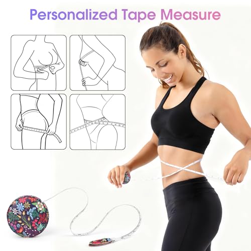 Retractable Mini Tape Measure, Auto-Retract, Premium Leather Tape Measure, Dual-Sided Ruler, Ideal for Fabric Cutting, Body Measurements, and Handicrafts (Tropical Flowers) - color: Colorful Tropical Flowers