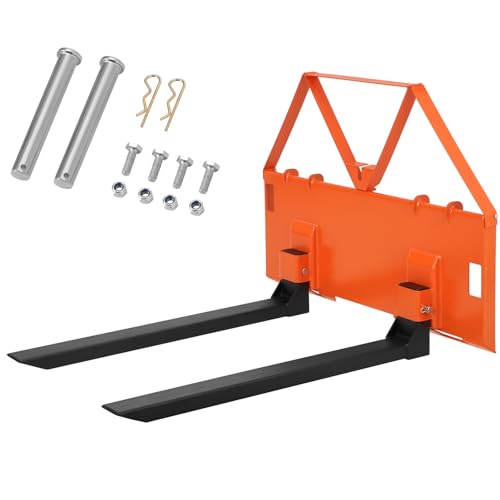 GarveeTech 46 in Skid Steer Pallet Forks, Heavy Duty 3200 LBS Capacity Skid Steer Forks Attachment for Tractors and Loaders, Quick Attach Mount, Orange - color: Orange, size: 46"