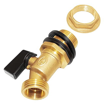 Joywayus Brass Water Container/Rain Barrel Spigot 3/4" Threaded Quarter Turn Ball Valve with Bulkhead Fitting, Suitable for Garden Hose Thread Connection - style: Style 1