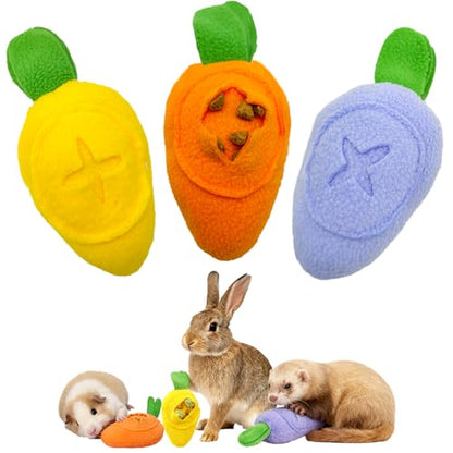 Rabbit Foraging Enrichment Toy Slow Feeder Food Hide Puzzle Toys Boredom Relief Olfactory Training for Small Animal Ferret Squirrel Guinea Pig (3pc) - size: 3pc