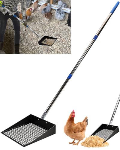 Large Chicken Poop Scooper, Chicken Coop Accessories,Metal Litter Scooper For Chicken,Chicken Coop Cleaning Tools,Heavy Duty Poop Shovel For Chicken Coop Accessories,Chicken Coop Must Haves (Black)