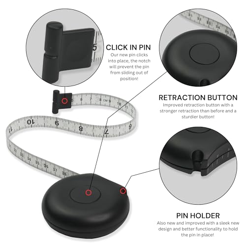 Body Tape Measure - 80 Inch 200 cm Retractable Mini Measuring Tool - Tracker for Weight Loss & Body Fat Measurements - Waist/Bra Measurement Kit