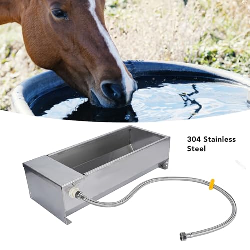 Zerone Automatic Livestock Water Dispenser, 7.5L Large Capacity Stainless Steel Self Filling Animal Drinking Water for Horse Cow Goat Pig with Valve Kit