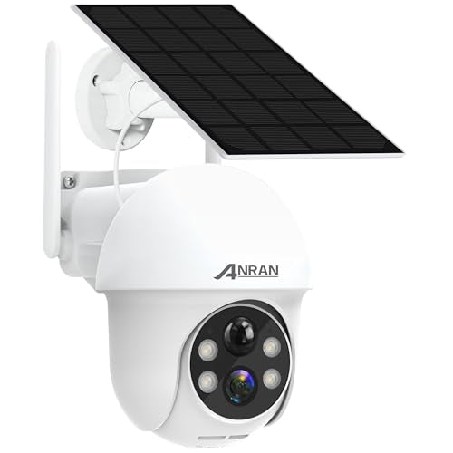 ANRAN Security Camera Wireless Outdoor, 2K Solar Outdoor Camera with 360° View, Smart Siren, Spotlights, Color Night Vision, PIR Human Detection, Pan Tilt Control, 2-Way Talk, IP65, Q1 White - color: White
