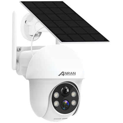 ANRAN Security Camera Wireless Outdoor, 2K Solar Outdoor Camera with 360° View, Smart Siren, Spotlights, Color Night Vision, PIR Human Detection, Pan Tilt Control, 2-Way Talk, IP65, Q1 White - color: White
