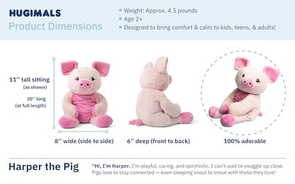 HUGIMALS Harper the Pig 20 Inch 4.5 lb Heavy Cute Sensory Weighted Comfort Plush | Large Unscented Washable Self Care Calming Stuffed Animal for Kids, Teens and Adults - color: Harper the Pig