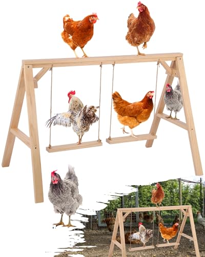 Pine Wood Chicken Roosting Bars with 2 Swings for 6–8 Chickens | Natural Perching Comfort; Active Play Enrichment; Weather-Resistant Construction; Coop-Friendly Design