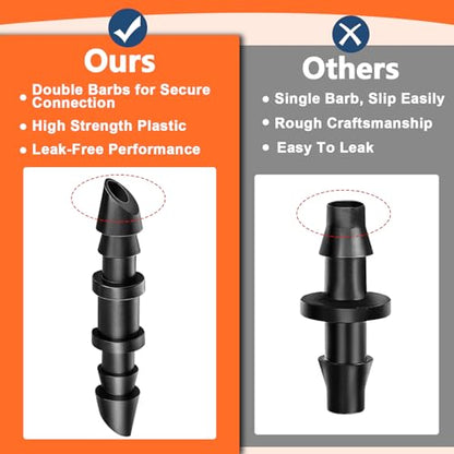60 Pack Drip Irrigation 1/4" Barbed Coupling Fittings, Drip Line Barbed Coupler Connectors for 1/4 Inch Irrigation Tubing Micro Irrigation Connection Parts for Garden Sprinkler Systems - size: 1/4 Inch Coupling-60P