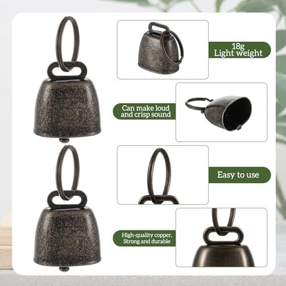 Misdary 4 Pack Goat Collars with Bells, Adjustable Iron Goat Chain Halter 14''-24'' Long for Sheep Horse Dog Cow Calf Farm Animal Supplies Accessories Animal Lovers Gift (Brown)