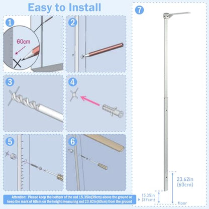 tonchean Height Measurement for Wall, Medical Wall Mount Stadiometer for Kids & Adults Aluminum Height Measurement Tool Accurate Scale Telescopic Height Measuring Rod, 23.6-78.7 in/60-200 cm