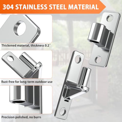 4 Pcs 304 Stainless Steel Gate Hinges Heavy Duty, 5/8'',Farm Gate Hinges up to 600lbs,Wall Mount Hinges for Farm Gates or Wooden Fences