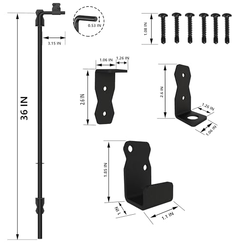 Sdstone 36 Inch Heavy Duty Cane Bolt Gate Drop Rod,Gate Ground Latch Hardware for Wooden Fences,Metal Gates Doors Stopper for Gate Ground (Black Finish,1 Pack) - size: 36 Inch